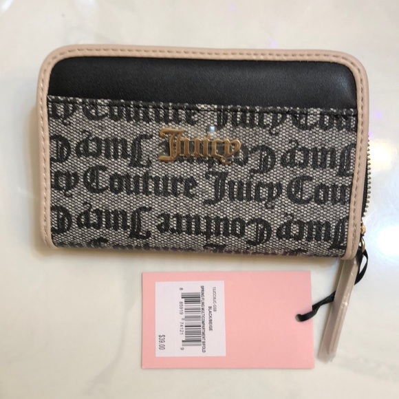 Juicy Couture Black Beige Spring Fling MultiCompartment Bifold Wallet NWT - Picture 2 of 16